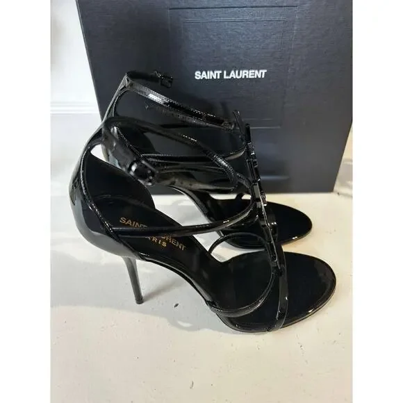 NWT Saint Laurent Cassandra 100 YSL Patent Leather Sandals Size 39.5/US 9.;5 - Picture 5 of 10